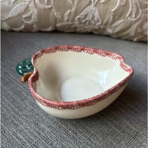 Chaparral Pottery Apple Shape Bowl Americana Cottage Vintage Sponge Paint Rim